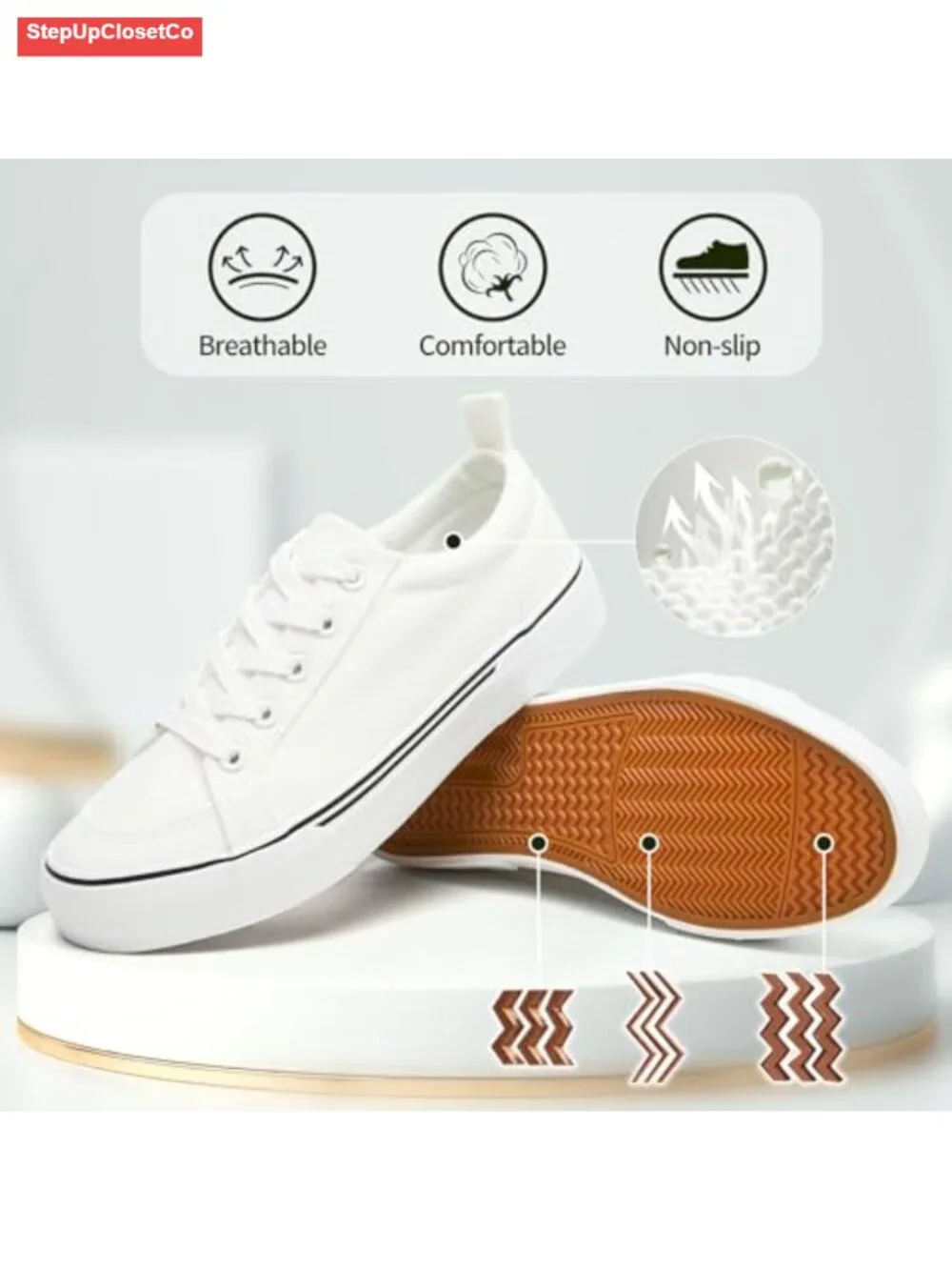 Women's Canvas Sneakers Low Top Comfortable Fashion Tennis Shoes, Breathable
